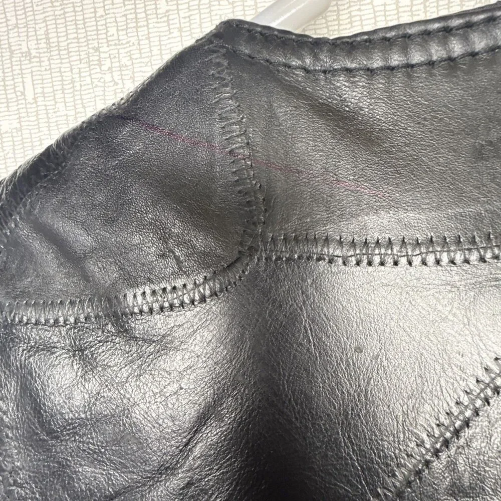 Navarre Leather Co Italian Stone Vest Mens 3XL XXXL Black Genuine Biker Moto Sna